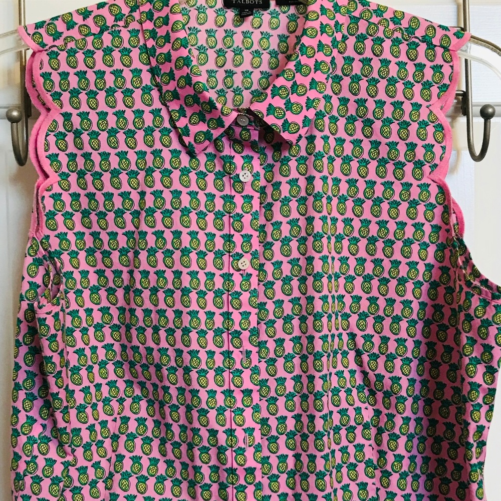 Adorable Bright Pink Pineapple Sleeveless Top
